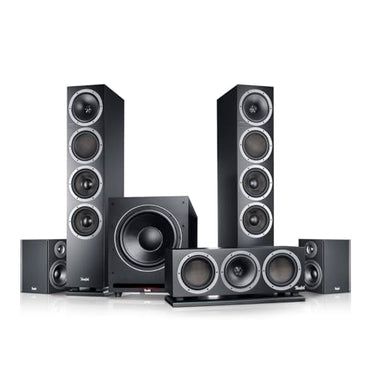 Teufel Theater 500 Surround 5.1 Heimkino-Set - Kinoatmosphäre Surround Sound System, Mächtiger Subwoofer, Allrounder für Musik, Filmton und Games, Dipol-Rear-Lautsprecher, Bassreflex - schwarz im Sale